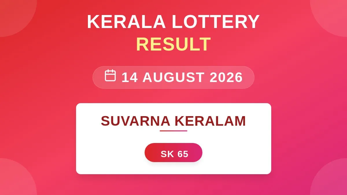 Suvarna Keralam Lottery SK-65 Draw Results (14 Aug 2026)