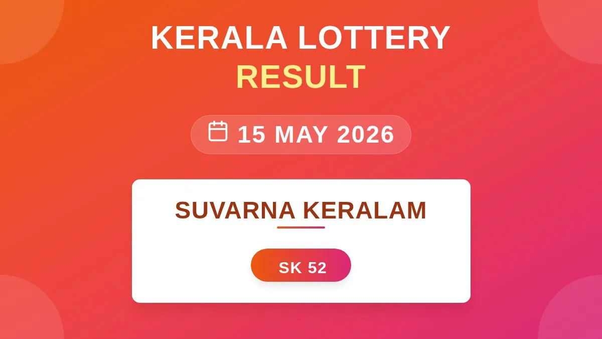 Suvarna Keralam Lottery SK-52 Draw Results (15 May 2026)