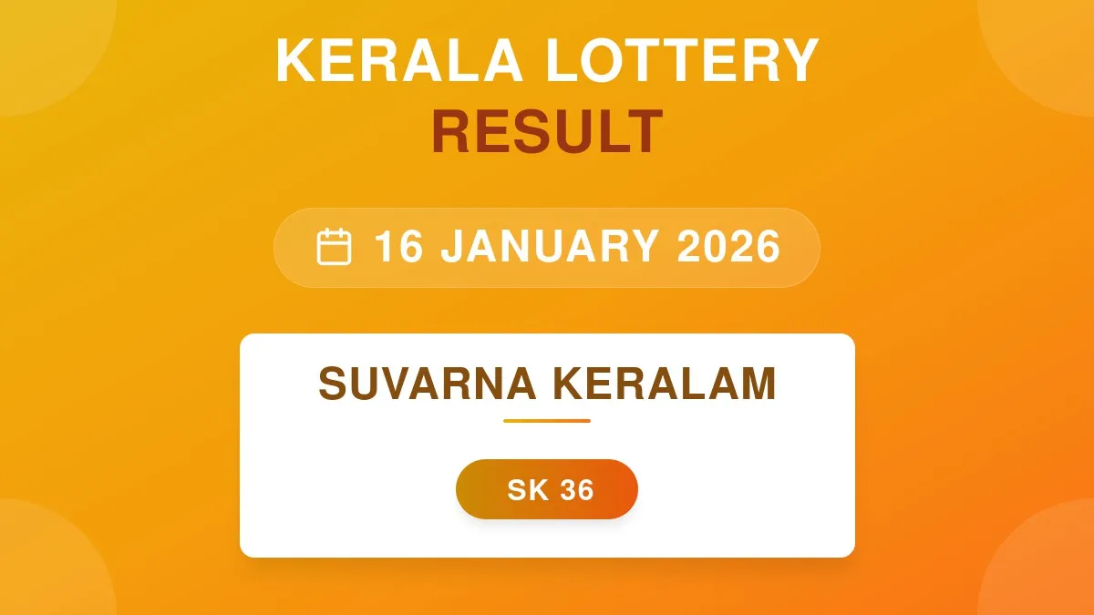 Suvarna Keralam Lottery SK-36 Draw Results (16 Jan 2026)