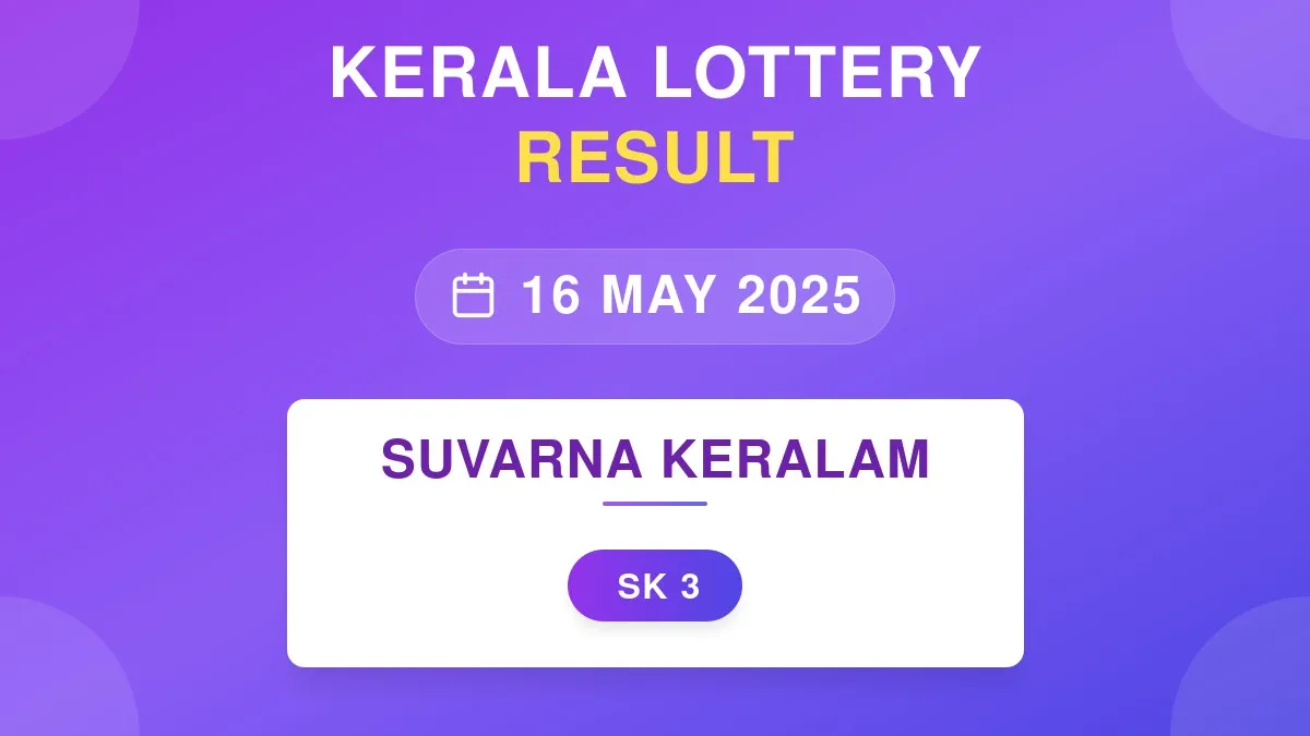 Suvarna Keralam Lottery SK-3 Draw Results (16 May 2025)