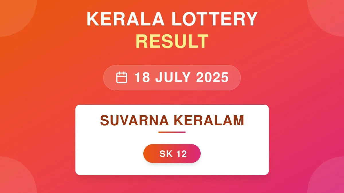 Suvarna Keralam Lottery SK-12 Draw Results (18 Jul 2025)