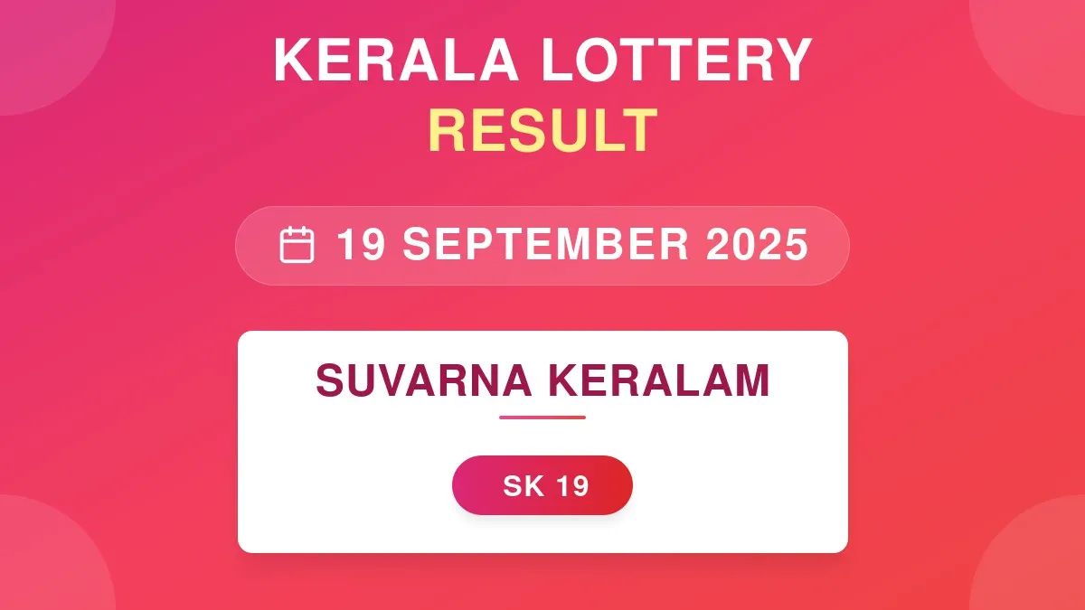 Suvarna Keralam Lottery SK-19 Draw Results (19 Sep 2025)