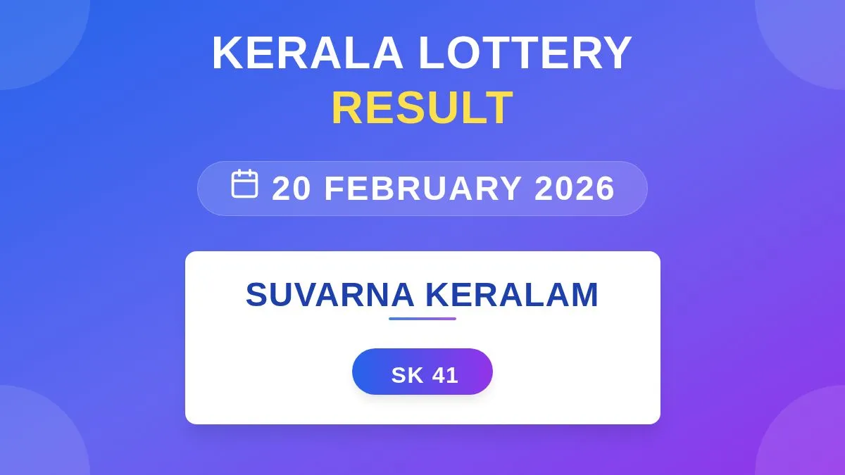 Suvarna Keralam Lottery SK-41 Draw Results (20 Feb 2026)