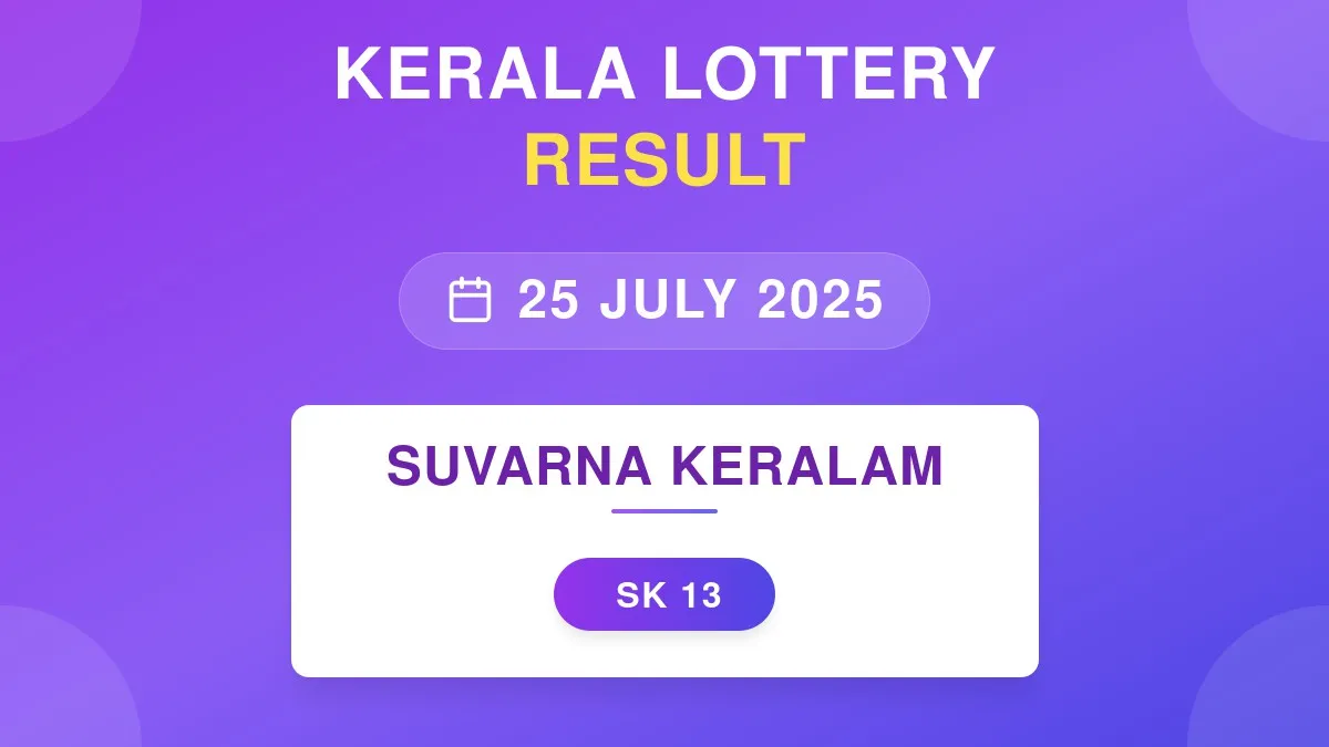 Suvarna Keralam Lottery SK-13 Draw Results (25 Jul 2025)