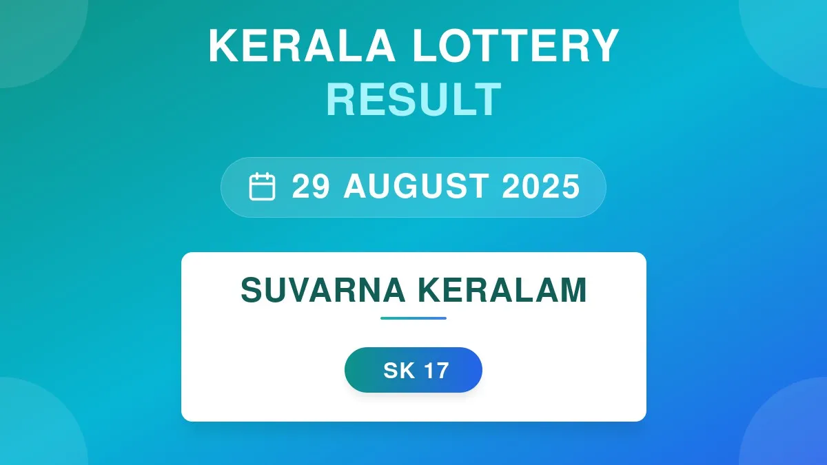 Suvarna Keralam Lottery SK-17 Draw Results (29 Aug 2025)