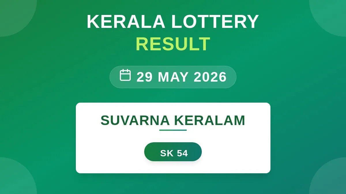 Suvarna Keralam Lottery SK-54 Draw Results (29 May 2026)