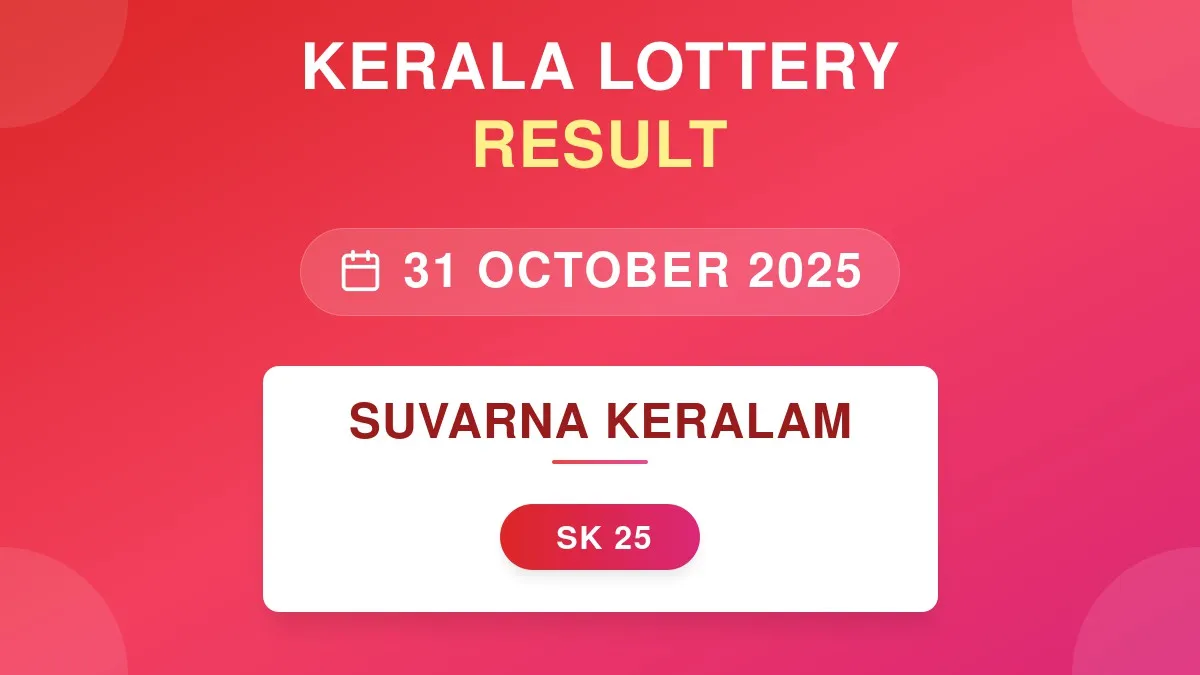 Suvarna Keralam Lottery SK-25 Draw Results (31 Oct 2025)