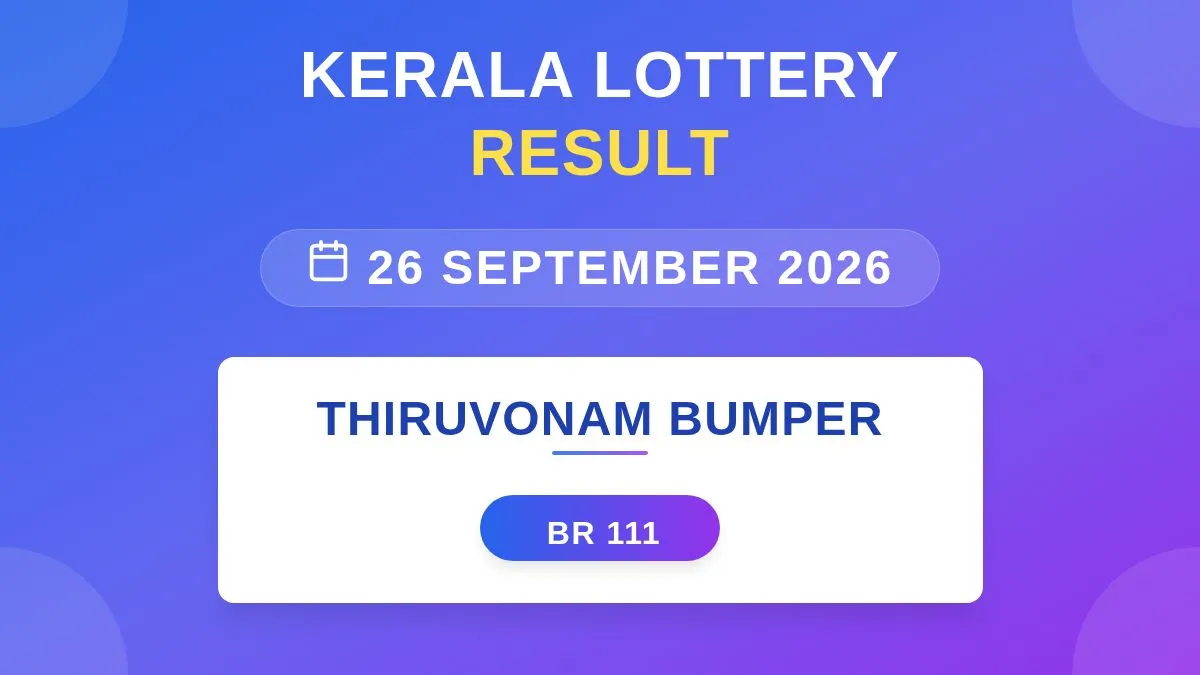 Thiruvonam Bumper Lottery BR-111 Draw Results (26 Sep 2026)