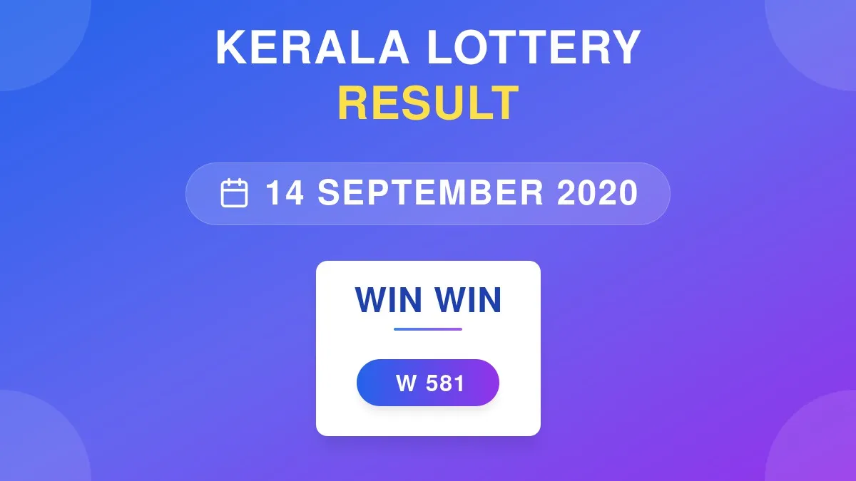 Win Win Lottery W-581 Draw Results (14 Sep 2020)
